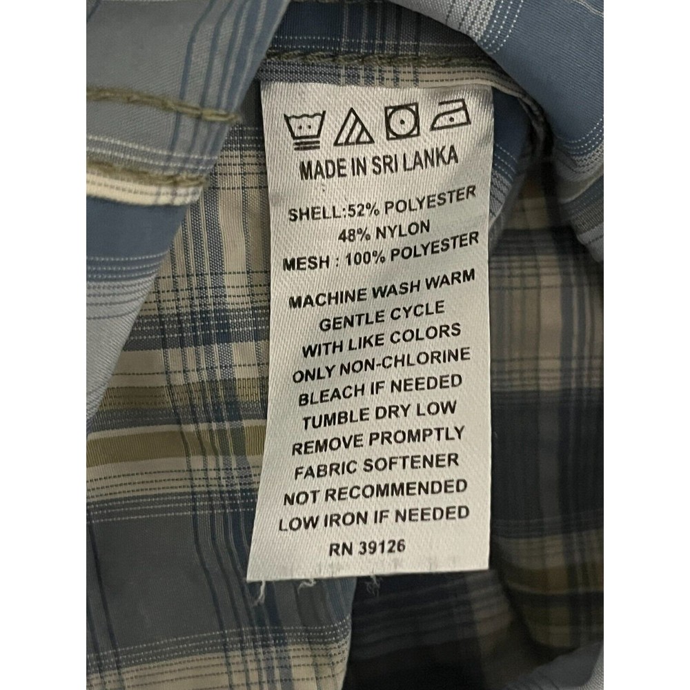 CC Filson Vented Fishing Shirt Mens M Blue Gray White Plaid Hiking Camping Shirt - Picture 9 of 9